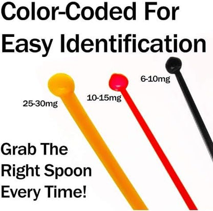 Milligram Measuring Spoon 10-15 MG, 25 Pack. Long-Necked, Tiny Scoop Gives Quick, Convenient & Mess-Free Measuring for Labs, Nootropics Stacks, Nutritional Supplements & Vitamin Powders.
