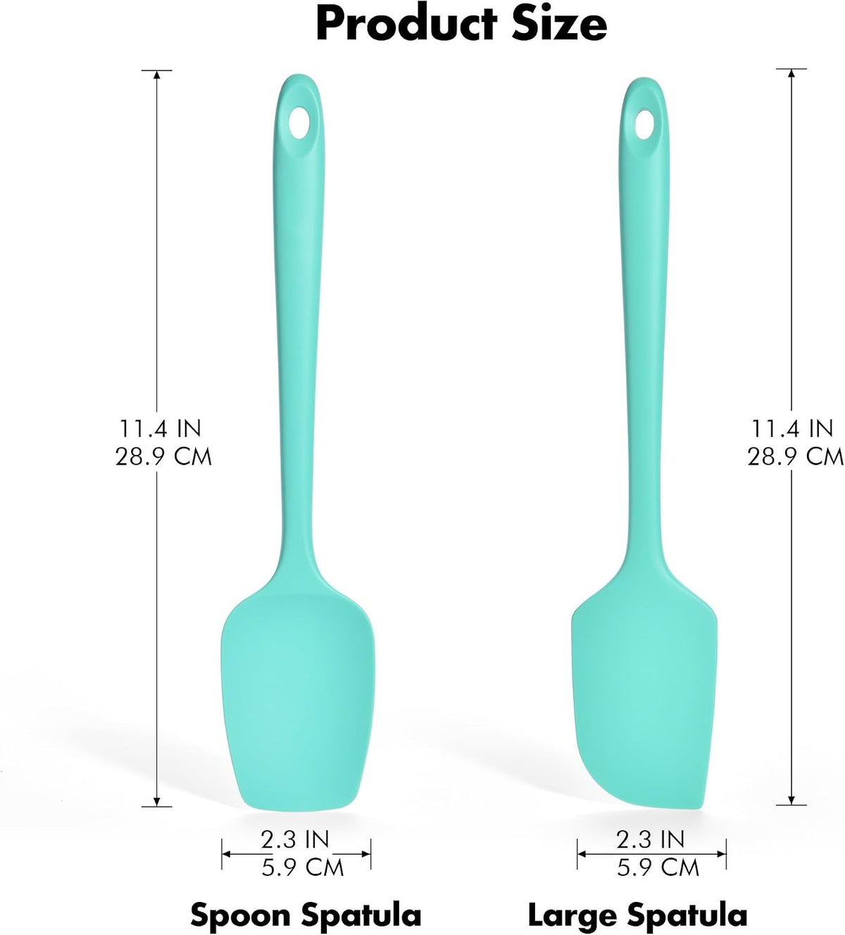 Silicone Spatula Set, 600ºF Heat Resistant, 2Pcs, Aqua Sky