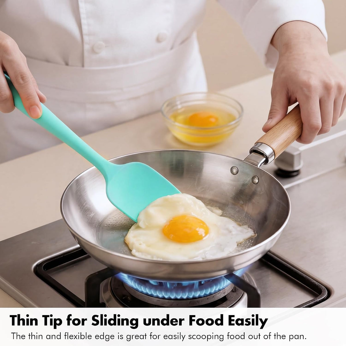 Silicone Spatula Set, 600ºF Heat Resistant, 2Pcs, Aqua Sky