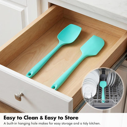 Silicone Spatula Set, 600ºF Heat Resistant, 2Pcs, Aqua Sky