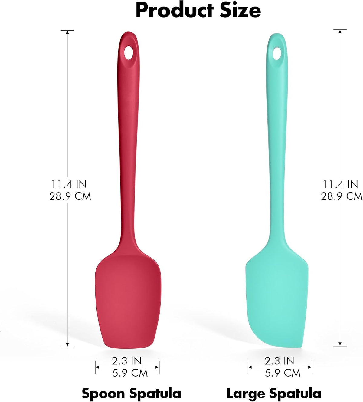 Silicone Spatula Set, 600ºF Heat Resistant, 2Pcs, Aqua Sky