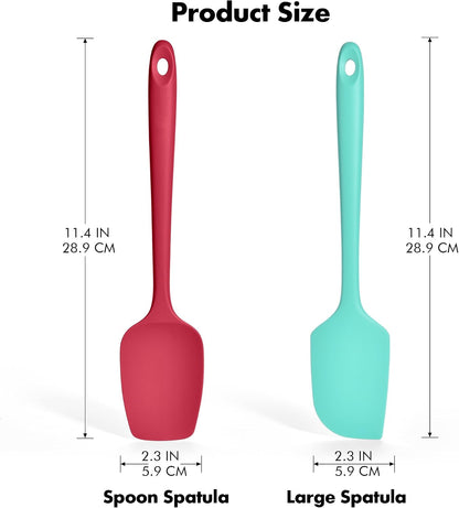 Silicone Spatula Set, 600ºF Heat Resistant, 2Pcs, Aqua Sky