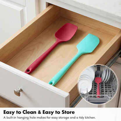 Silicone Spatula Set, 600ºF Heat Resistant, 2Pcs, Aqua Sky
