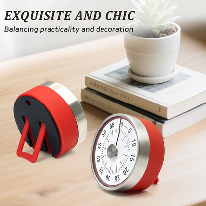Kitchen Timer for Cooking,Chef Cooking Timer Clock,Visual Timers,60-Minute Countdown,Magnetic Base, Mechanical Clockwork,No Batteries Required,Ringer Alert,Timers for Kitchen/Study/Work/Gym,White