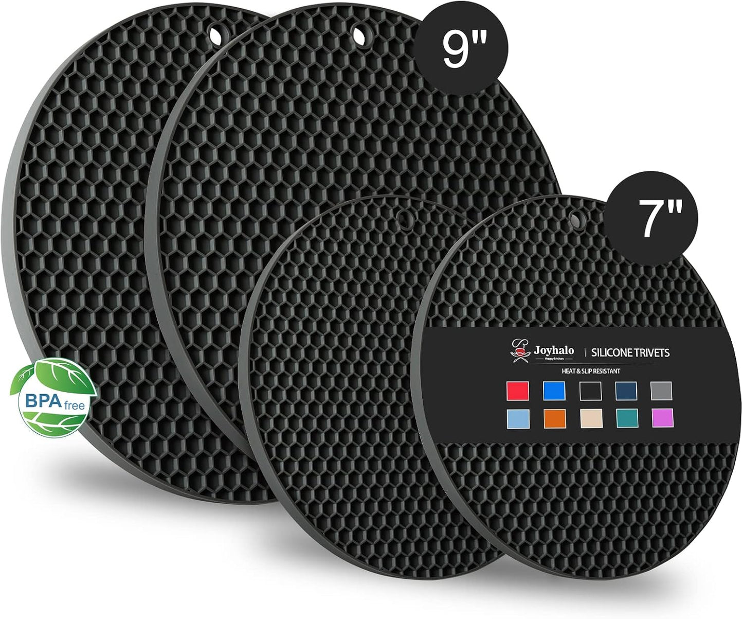 4 Pack Trivets for Hot Dishes | Hot Pads for Kitchen, Silicone Pot Holders for Kitchen Countertops,Table, Hot Pots and Pans, Easy to Wash and Dry, Grey