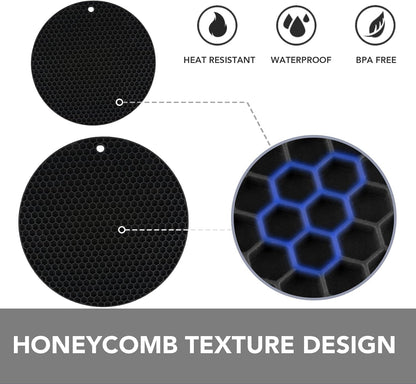 4 Pack Trivets for Hot Dishes | Hot Pads for Kitchen, Silicone Pot Holders for Kitchen Countertops,Table, Hot Pots and Pans, Easy to Wash and Dry, Grey