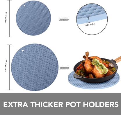 4 Pack Trivets for Hot Dishes | Hot Pads for Kitchen, Silicone Pot Holders for Kitchen Countertops,Table, Hot Pots and Pans, Easy to Wash and Dry, Grey