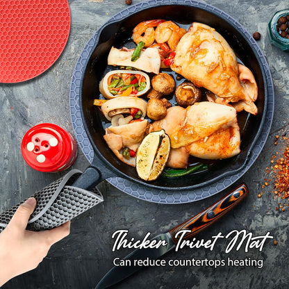 4 Pack Trivets for Hot Dishes | Hot Pads for Kitchen, Silicone Pot Holders for Kitchen Countertops,Table, Hot Pots and Pans, Easy to Wash and Dry, Grey