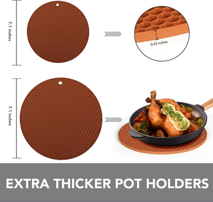 4 Pack Trivets for Hot Dishes | Hot Pads for Kitchen, Silicone Pot Holders for Kitchen Countertops,Table, Hot Pots and Pans, Easy to Wash and Dry, Grey