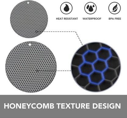 4 Pack Trivets for Hot Dishes | Hot Pads for Kitchen, Silicone Pot Holders for Kitchen Countertops,Table, Hot Pots and Pans, Easy to Wash and Dry, Grey