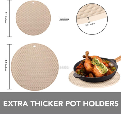 4 Pack Trivets for Hot Dishes | Hot Pads for Kitchen, Silicone Pot Holders for Kitchen Countertops,Table, Hot Pots and Pans, Easy to Wash and Dry, Grey