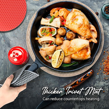 4 Pack Trivets for Hot Dishes | Hot Pads for Kitchen, Silicone Pot Holders for Kitchen Countertops,Table, Hot Pots and Pans, Easy to Wash and Dry, Grey