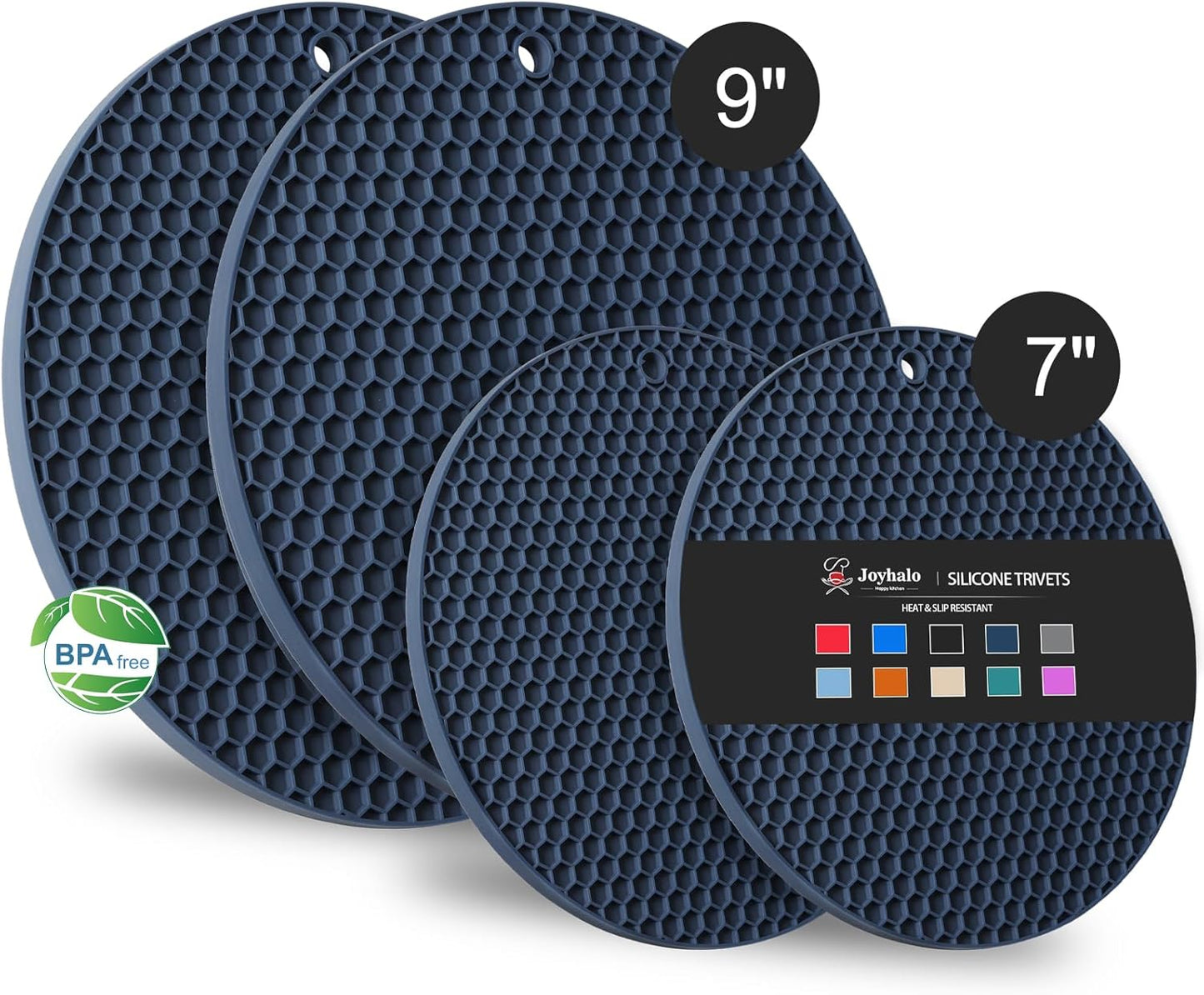 4 Pack Trivets for Hot Dishes | Hot Pads for Kitchen, Silicone Pot Holders for Kitchen Countertops,Table, Hot Pots and Pans, Easy to Wash and Dry, Grey