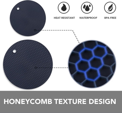 4 Pack Trivets for Hot Dishes | Hot Pads for Kitchen, Silicone Pot Holders for Kitchen Countertops,Table, Hot Pots and Pans, Easy to Wash and Dry, Grey