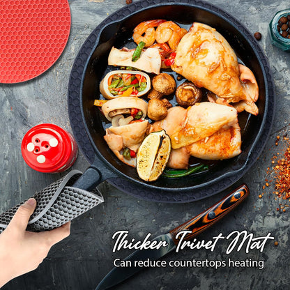4 Pack Trivets for Hot Dishes | Hot Pads for Kitchen, Silicone Pot Holders for Kitchen Countertops,Table, Hot Pots and Pans, Easy to Wash and Dry, Grey