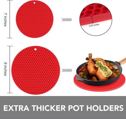 4 Pack Trivets for Hot Dishes | Hot Pads for Kitchen, Silicone Pot Holders for Kitchen Countertops,Table, Hot Pots and Pans, Easy to Wash and Dry, Grey