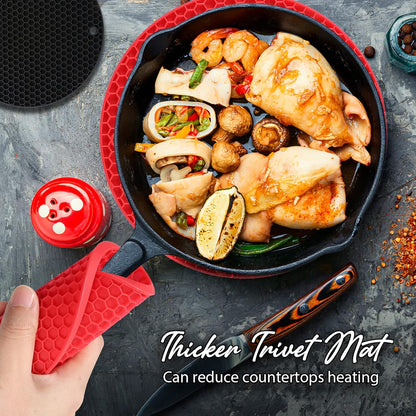 4 Pack Trivets for Hot Dishes | Hot Pads for Kitchen, Silicone Pot Holders for Kitchen Countertops,Table, Hot Pots and Pans, Easy to Wash and Dry, Grey