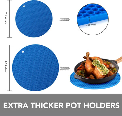 4 Pack Trivets for Hot Dishes | Hot Pads for Kitchen, Silicone Pot Holders for Kitchen Countertops,Table, Hot Pots and Pans, Easy to Wash and Dry, Grey