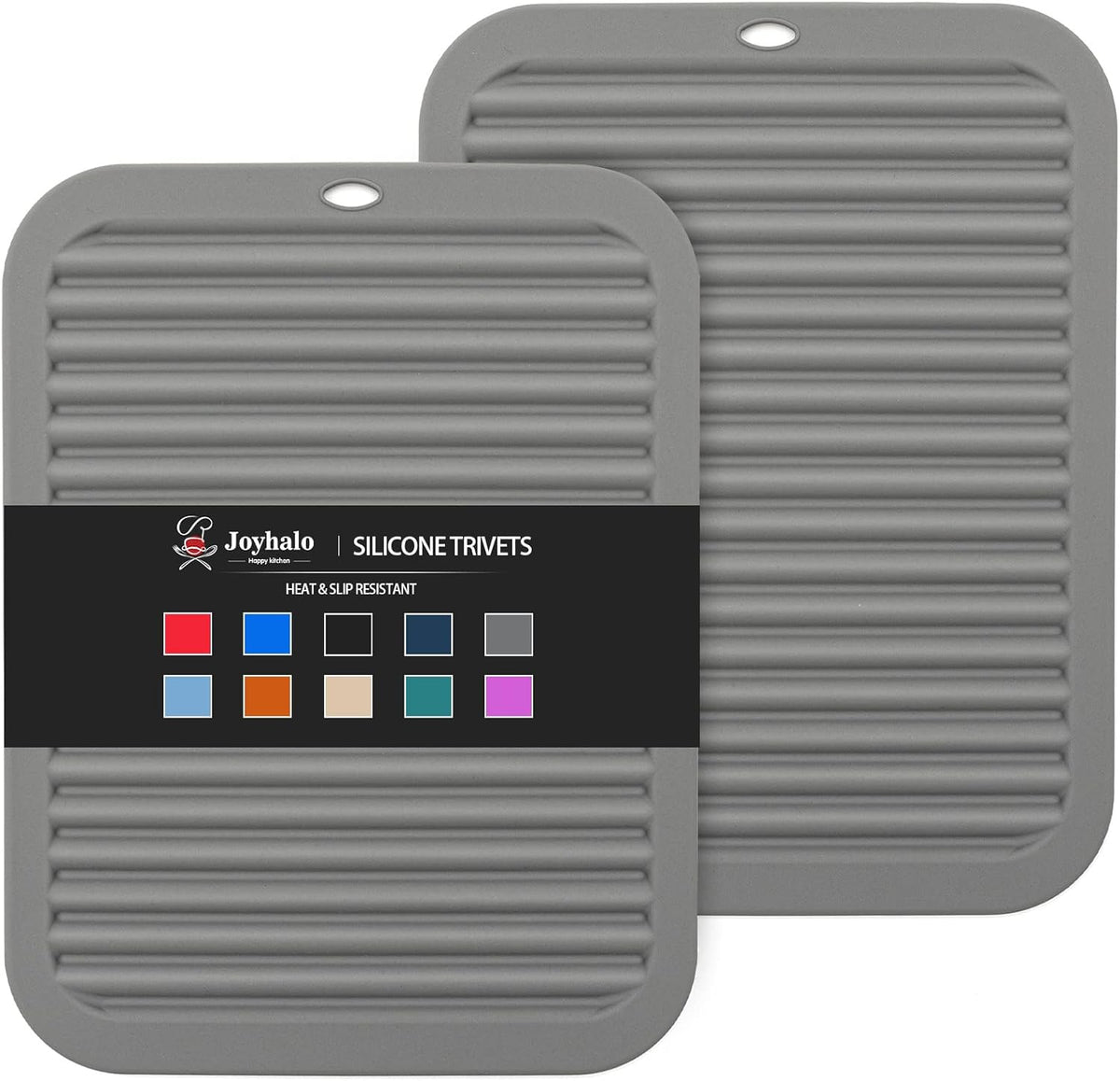 4 Pack Trivets for Hot Dishes | Hot Pads for Kitchen, Silicone Pot Holders for Kitchen Countertops,Table, Hot Pots and Pans, Easy to Wash and Dry, Grey