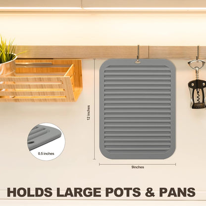 4 Pack Trivets for Hot Dishes | Hot Pads for Kitchen, Silicone Pot Holders for Kitchen Countertops,Table, Hot Pots and Pans, Easy to Wash and Dry, Grey