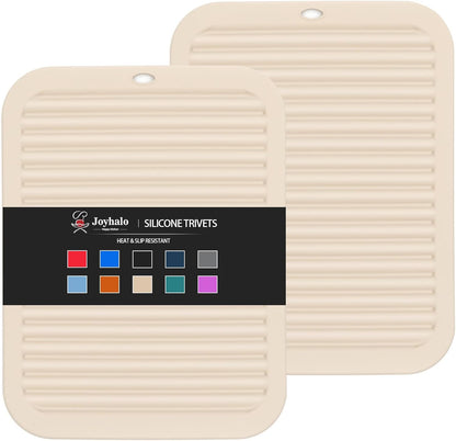 4 Pack Trivets for Hot Dishes | Hot Pads for Kitchen, Silicone Pot Holders for Kitchen Countertops,Table, Hot Pots and Pans, Easy to Wash and Dry, Grey