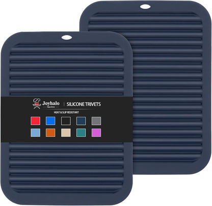 4 Pack Trivets for Hot Dishes | Hot Pads for Kitchen, Silicone Pot Holders for Kitchen Countertops,Table, Hot Pots and Pans, Easy to Wash and Dry, Grey