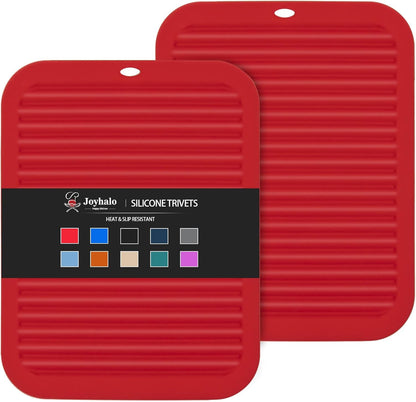4 Pack Trivets for Hot Dishes | Hot Pads for Kitchen, Silicone Pot Holders for Kitchen Countertops,Table, Hot Pots and Pans, Easy to Wash and Dry, Grey