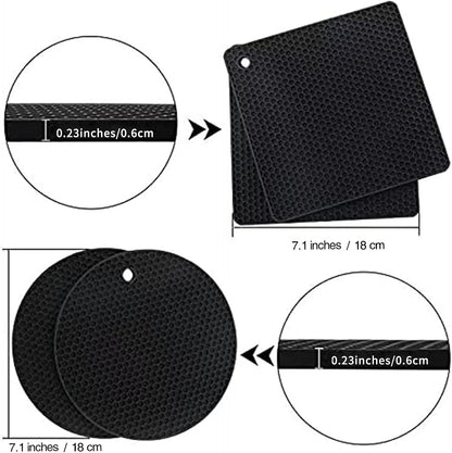 4 Pack Trivets for Hot Dishes | Hot Pads for Kitchen, Silicone Pot Holders for Kitchen Countertops,Table, Hot Pots and Pans, Easy to Wash and Dry, Grey