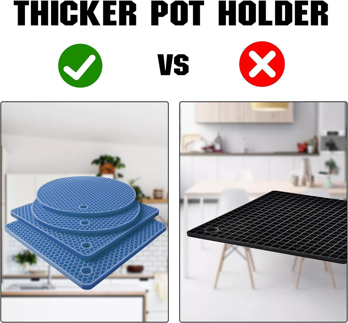 4 Pack Trivets for Hot Dishes | Hot Pads for Kitchen, Silicone Pot Holders for Kitchen Countertops,Table, Hot Pots and Pans, Easy to Wash and Dry, Grey