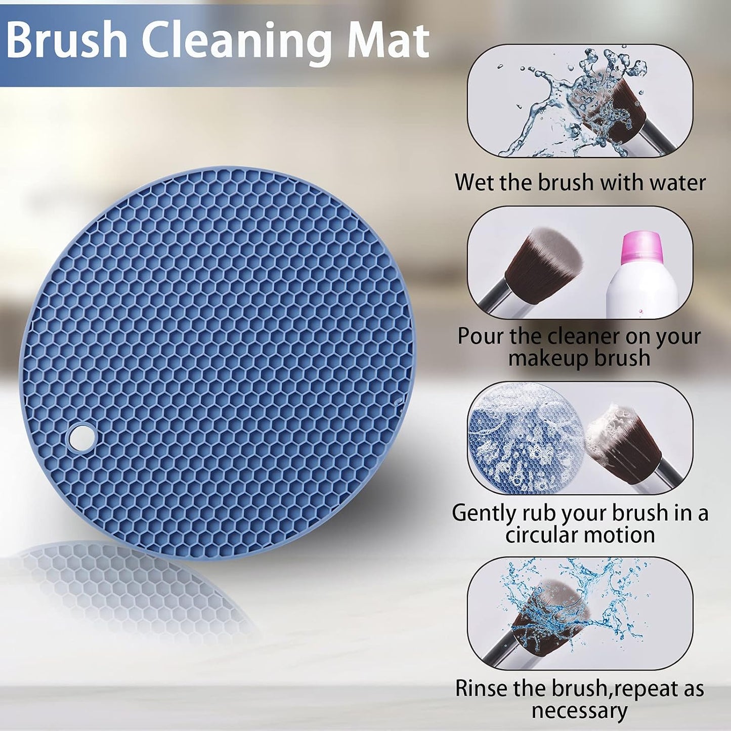 4 Pack Trivets for Hot Dishes | Hot Pads for Kitchen, Silicone Pot Holders for Kitchen Countertops,Table, Hot Pots and Pans, Easy to Wash and Dry, Grey