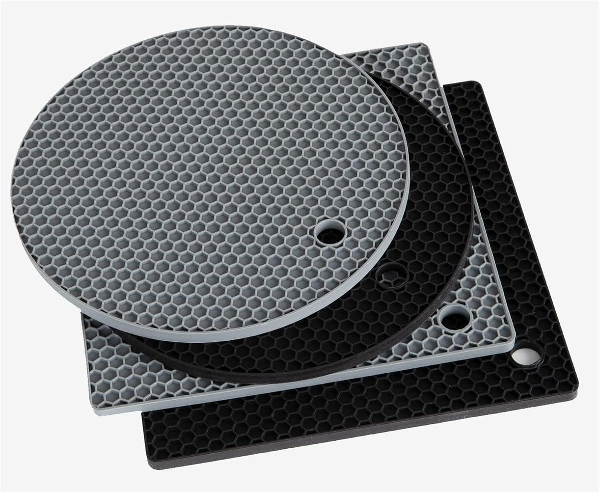 4 Pack Trivets for Hot Dishes | Hot Pads for Kitchen, Silicone Pot Holders for Kitchen Countertops,Table, Hot Pots and Pans, Easy to Wash and Dry, Grey