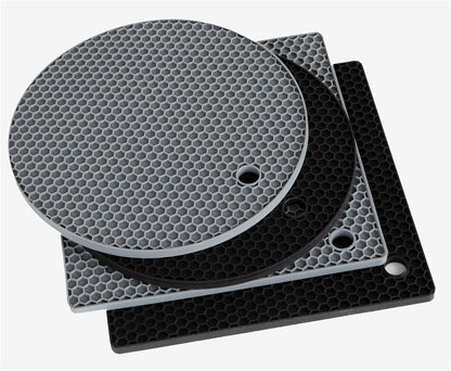 4 Pack Trivets for Hot Dishes | Hot Pads for Kitchen, Silicone Pot Holders for Kitchen Countertops,Table, Hot Pots and Pans, Easy to Wash and Dry, Grey
