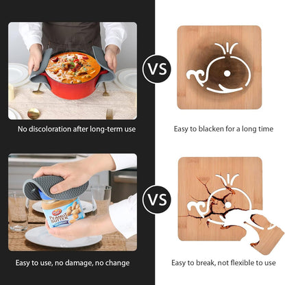 4 Pack Trivets for Hot Dishes | Hot Pads for Kitchen, Silicone Pot Holders for Kitchen Countertops,Table, Hot Pots and Pans, Easy to Wash and Dry, Grey