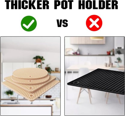 4 Pack Trivets for Hot Dishes | Hot Pads for Kitchen, Silicone Pot Holders for Kitchen Countertops,Table, Hot Pots and Pans, Easy to Wash and Dry, Grey