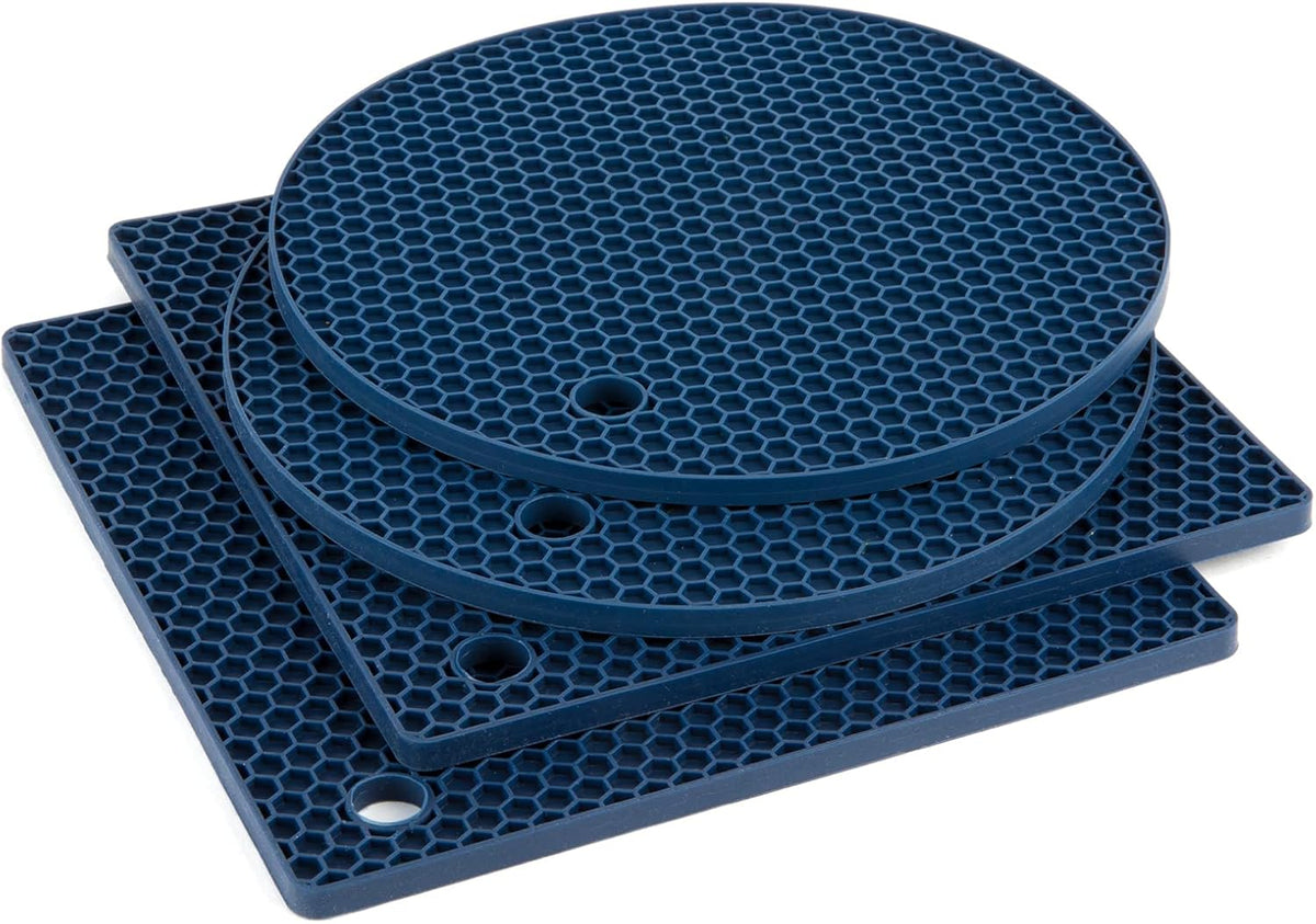 4 Pack Trivets for Hot Dishes | Hot Pads for Kitchen, Silicone Pot Holders for Kitchen Countertops,Table, Hot Pots and Pans, Easy to Wash and Dry, Grey