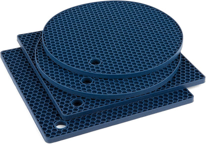 4 Pack Trivets for Hot Dishes | Hot Pads for Kitchen, Silicone Pot Holders for Kitchen Countertops,Table, Hot Pots and Pans, Easy to Wash and Dry, Grey