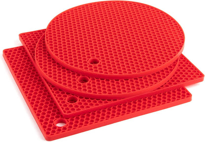 4 Pack Trivets for Hot Dishes | Hot Pads for Kitchen, Silicone Pot Holders for Kitchen Countertops,Table, Hot Pots and Pans, Easy to Wash and Dry, Grey