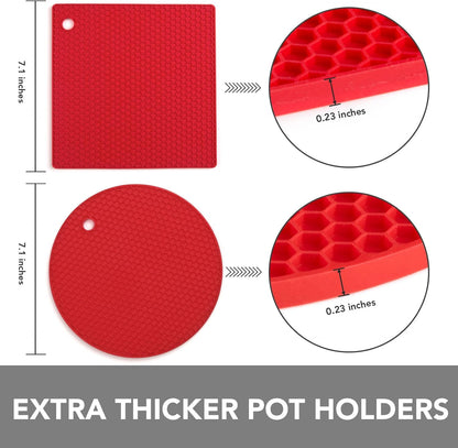 4 Pack Trivets for Hot Dishes | Hot Pads for Kitchen, Silicone Pot Holders for Kitchen Countertops,Table, Hot Pots and Pans, Easy to Wash and Dry, Grey