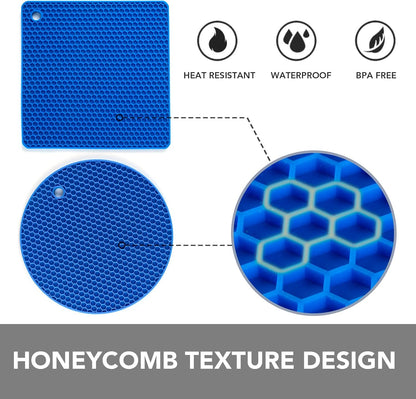 4 Pack Trivets for Hot Dishes | Hot Pads for Kitchen, Silicone Pot Holders for Kitchen Countertops,Table, Hot Pots and Pans, Easy to Wash and Dry, Grey