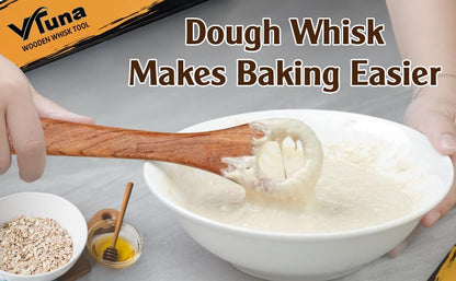 Wooden Danish Dough Whisk, Bread Whisking Tool for Mixing Sourdough, Egg and Flour Mixer Whisk, Traditional Bread Baking Tools and Supplies.