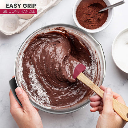18/10 Stainless Steel Mixing Bowl Set with Lids, Black | Non-Slip Silicone Base, Ergonomic Handles, Pour Spouts, Interior Measurement Marks, Nesting Design, Dishwasher Safe