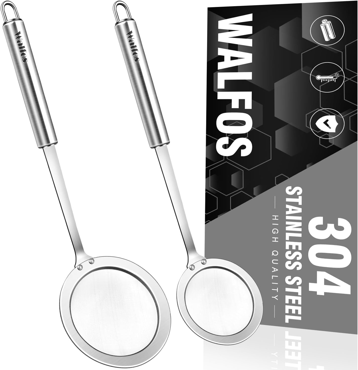Fine Mesh Strainers Set, Premium Stainless Steel Colanders and Sifters, with Reinforced Frame Sturdy Handle, Perfect for Sift, Strain, Drain Rinse Vegetables, Pastas Tea - 3 Sizes