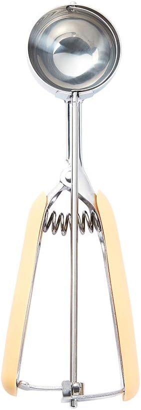 Comfy Grip 2 Ounce Ice Cream Scooper 1 Spring-Loaded Melon Ball Scoop - #20 Built-In Blade Yellow Stainless Steel Cookie Baller Dishwasher-Safe Heavy-Duty