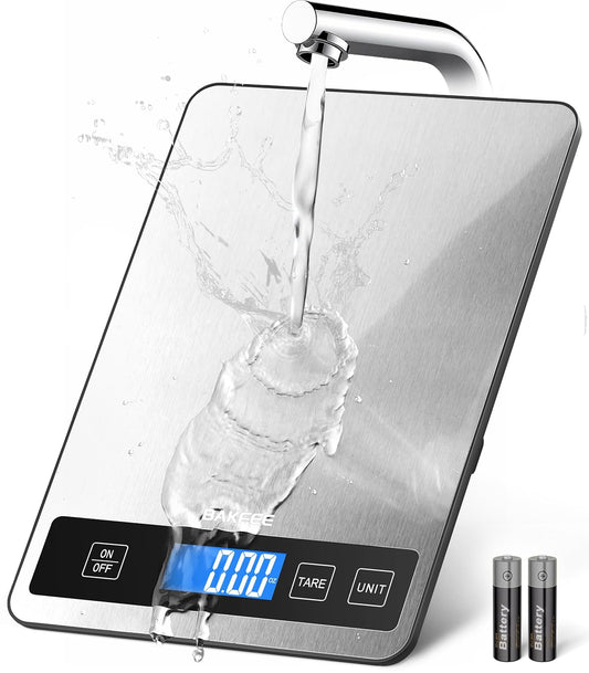 Food Scale, 33lb Kitchen Scale with Backlit Full-View Display, Black | 1g Precision, Easy Clean Stainless Steel, Grams and Ounces, 6 Units, Tare, Perfect for Baking, Cooking & Meal Prep