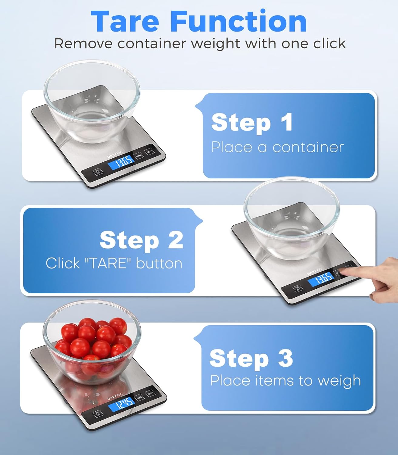 Food Scale, 33lb Kitchen Scale with Backlit Full-View Display, Black | 1g Precision, Easy Clean Stainless Steel, Grams and Ounces, 6 Units, Tare, Perfect for Baking, Cooking & Meal Prep