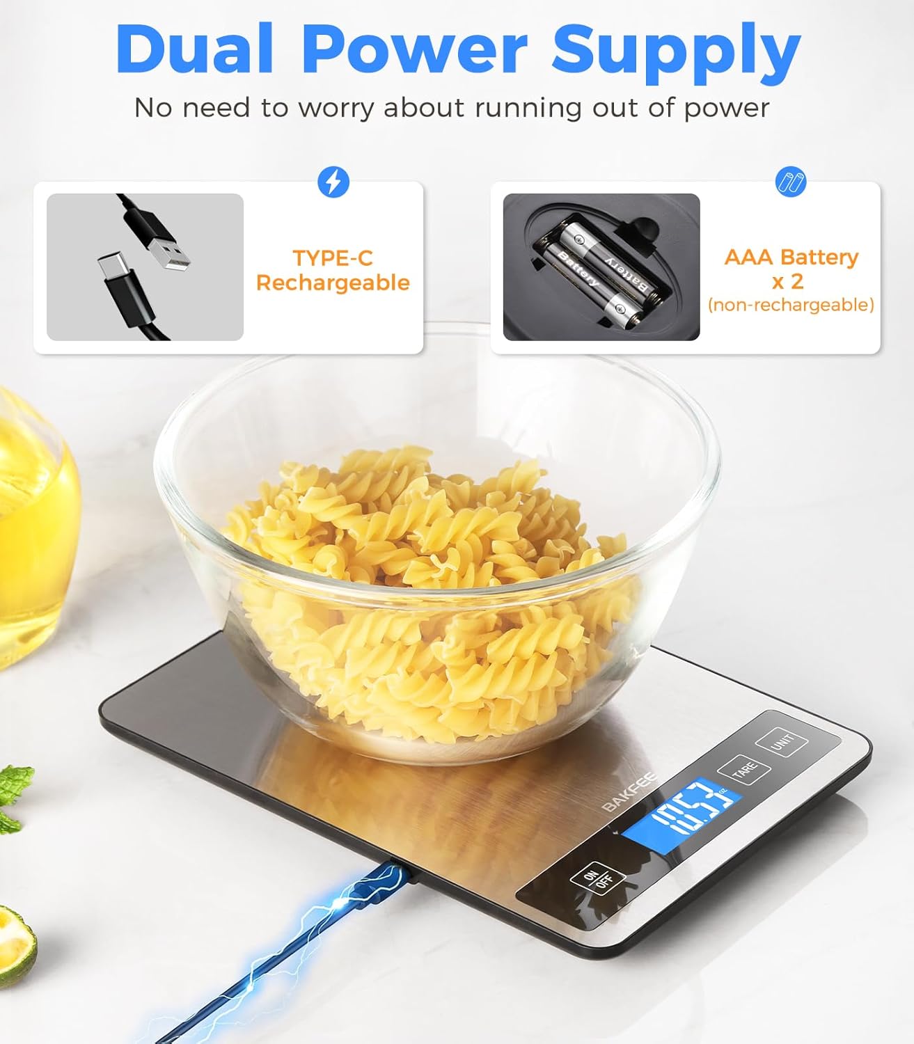 Food Scale, 33lb Kitchen Scale with Backlit Full-View Display, Black | 1g Precision, Easy Clean Stainless Steel, Grams and Ounces, 6 Units, Tare, Perfect for Baking, Cooking & Meal Prep