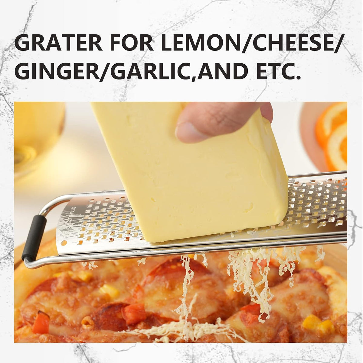 Lemon Zester, Hand-held Stainless Steel Food Grater,Pro Kitchen Tool for Cheese Parmesan Vegetable Ginger Garlic Nutmeg Citrus Lime Orange Chocolate Fruit - Fine Shredder