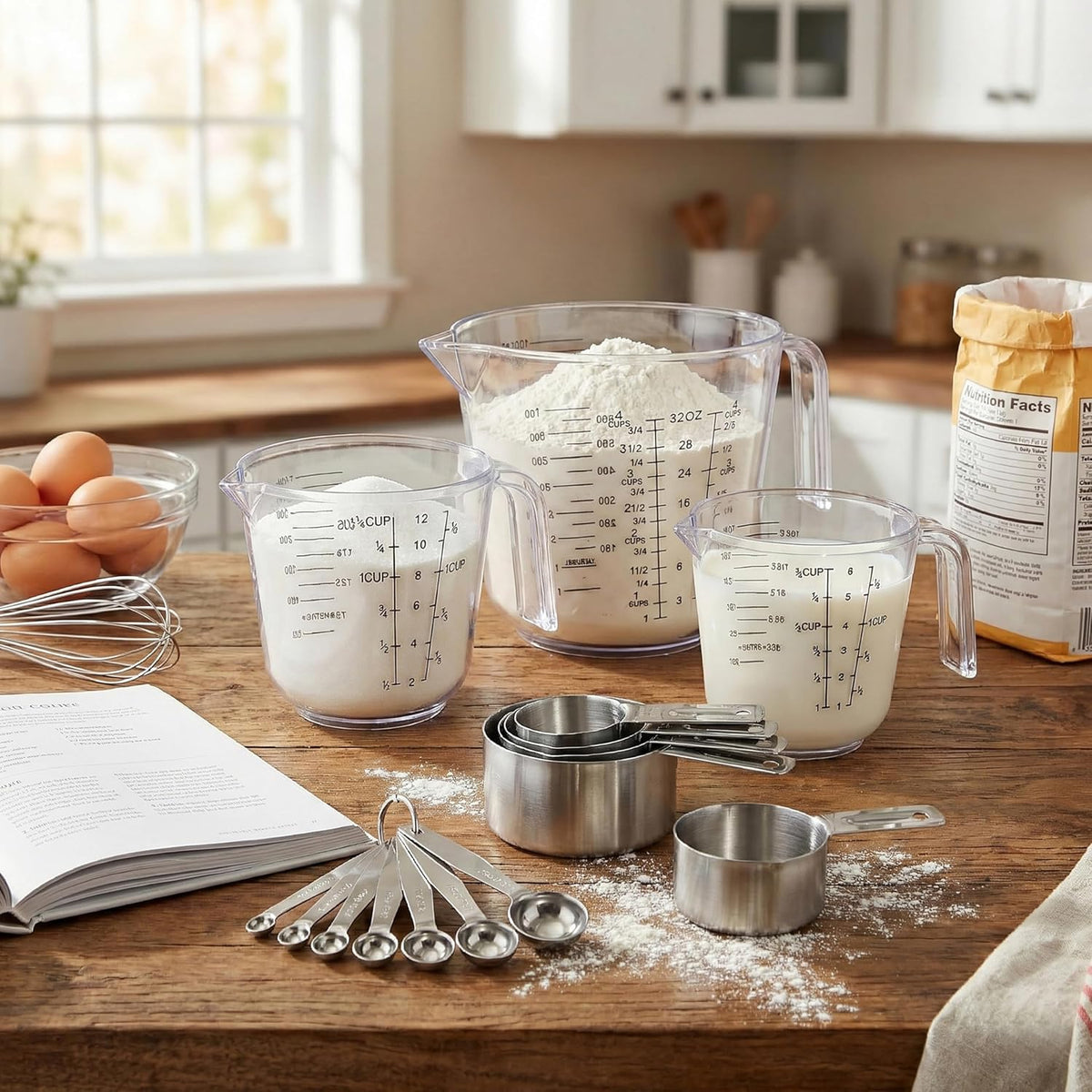 20PCS Measuring Cups and Spoons Set, Stainless Steel Nesting Kitchen Cooking Baking Measuring Set for Dry and Liquid Ingredients