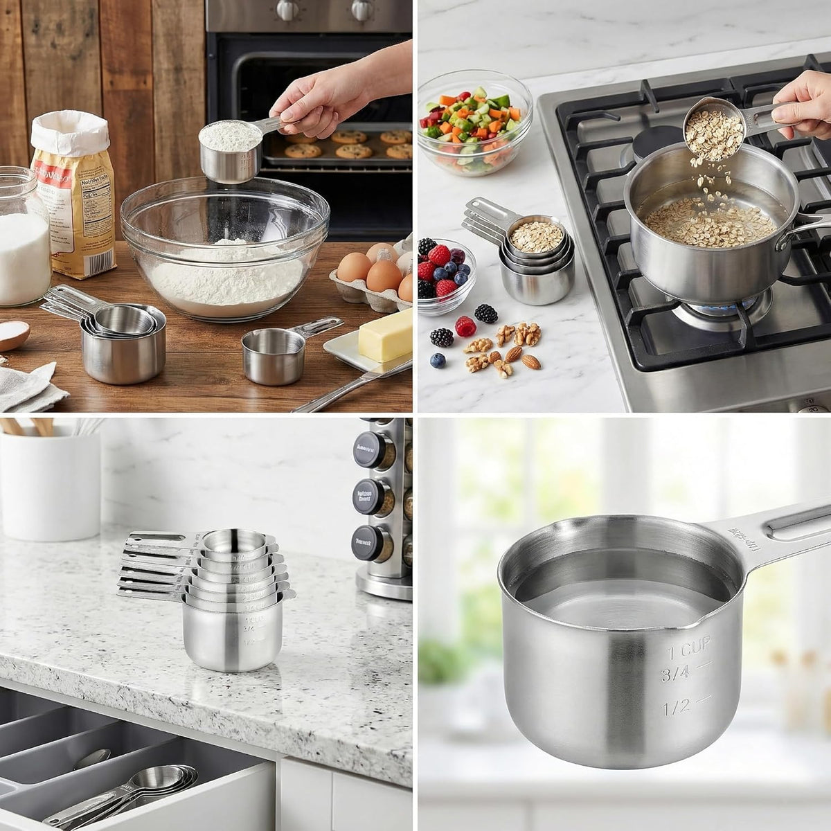 20PCS Measuring Cups and Spoons Set, Stainless Steel Nesting Kitchen Cooking Baking Measuring Set for Dry and Liquid Ingredients