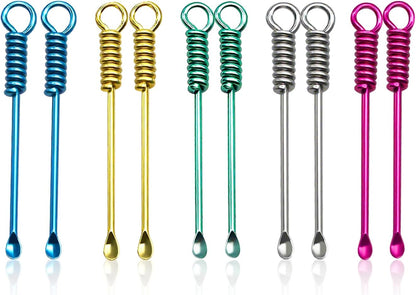 10Pcs Mini Spoons Keychain, Tiny Metal Shovel Charms for Spices & Powder, Multicolor Small Spoon Pendant for Jewelry Making, Crafts, DIY Accessories